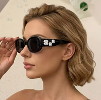 时尚女式 3D 山茶花太阳镜 UV400 防紫外线时尚眼镜 时尚街头眼镜 Gafas De Sol De Camelia