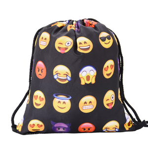 Promotionnel impression personnalisée petit imperméable 210d polyester cordon <span class=keywords><strong>emoji</strong></span> sac à dos - Product Image 2