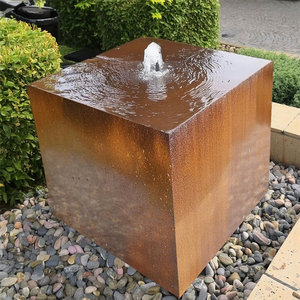 Fuente de cubo de Metal decorativa GNEE, bloque de agua de acero Corten, característica para jardín - Product Image 1