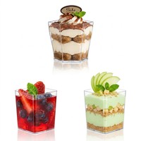 Gobelets à dessert en plastique PS rigide transparent à paroi simple, bols à gâteau, mini-récipients à crème glacée pour les buffets, les fêtes et les traiteurs