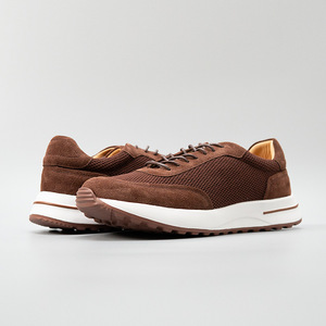 Zapatos Deportivos Casuales para Hombre, Color Marrón Claro, Transpirables, con Malla y Cuero Vacuno, con Cordones, Plantilla EVA Acolchada, para Verano - Product Image 3