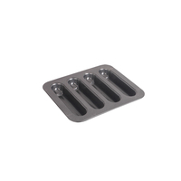 OKAY BK-S2019 Plaque de cuisson 4 cavités antiadhésive en acier au carbone pour saucisses, compatible four, pour burgers et hot-dogs faits maison, certifiée LFGB