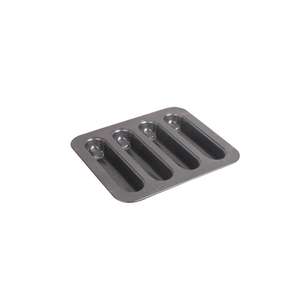 OKAY BK-S2019 Plaque de cuisson 4 cavités antiadhésive en acier <span class=keywords><strong>au</strong></span> carbone pour saucisses, compatible <span class=keywords><strong>four</strong></span>, pour burgers et hot-dogs faits maison, certifiée LFGB - Product Image 4