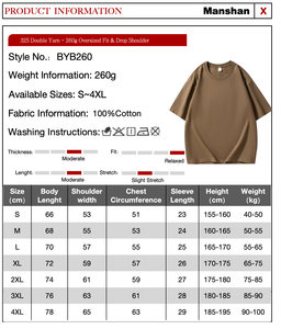 Premium 260GSM 100% Cotton Oversized Tee Men Custom Design Breathable Streetwear Loose Fit T Shirt - Product Image 6