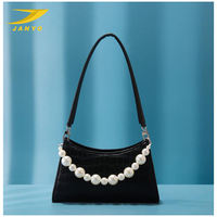 Sac à main professionnel de marque supérieure pour femme, en cuir PU, texture crocodile, avec décoration de perles, à porter à l'épaule ou sous le bras