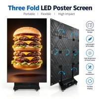Écran d'affichage LED pliable P1.86, affichage publicitaire pliable en trois parties, signalisation numérique intérieure pour vitrine, panneau publicitaire