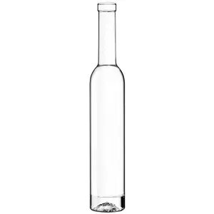 Extra Flint Round Clear/Frosted Glass Juice Heavy Base Bottom Tall Bottles 375ml 500ml Ice Wine Glass Bottle with Cork