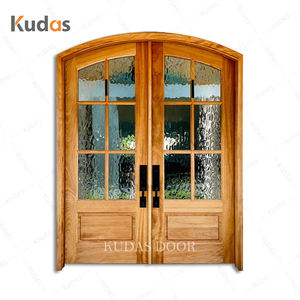 ประตูบานคู่ด้านนอกโค้งแบบกำหนดเองประตูทางเข้าด้านหน้าประตูทางเข้าไม้เนื้อแข็งประตูทางเข้าคู่ - Product Image 2