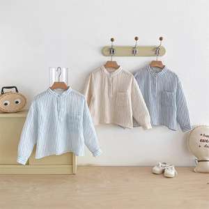 Nouvelle <span class=keywords><strong>chemise</strong></span> décontractée à manches longues rayée pour garçon, collection printemps-automne, vêtements pour bébés et enfants - Product Image 1