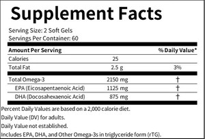 120x प्लस प्रीमियम ओमेगा-3 एपा 2150 मिलीग्राम ओमेगा-3 एपा और धा हृदय मस्तिष्क प्रतिरक्षा स्वास्थ्य हर्बल सप्लीमेंट के लिए - Product Image 2