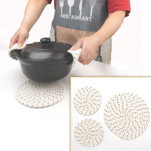 Hot Selling Nordic Ins Cotton Woven Placemats <b>Round</b> Insulation Pads Coasters Casseroles <b>Mat</b> Kitchen <b>Table</b> Thickened Placemat - Product Image 2