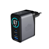 Cargador Rápido GaN de 67W con Pantalla TFT Tipo C, Cargador Universal Tipo-C PD QC a Prueba de Fuego para Teléfono Inteligente, Laptop, Auriculares, Cámara, Samsung