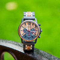 Montre à quartz squelette en bois classique et étanche pour hommes avec logo en métal 3D Design élégant, antique et à la mode en acier inoxydable