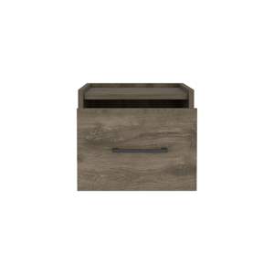 Mesita de noche flotante moderna DB Yorktown, diseño de madera maciza que ahorra espacio con práctico cajón, superficie marrón oscuro para uso en apartamentos - Product Image 4