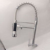 Robinet de cuisine à ressort mural en acier inoxydable pulvérisateur à double sortie aéré pour la cuisine d'hôtel