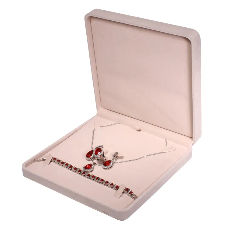 Good Quality Cheap Jewelry Set Box Velvet Jewellery Boxes For Ring Earring Necklace