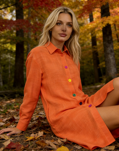 Chemise décontractée à manches longues pour femme, coupe classique, boutons arc-en-ciel 7 couleurs, séchage rapide - Product Image 1