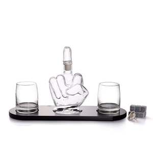 Accesorios para Regalo, Contenedor de Vino y Vasos con Dedo Medio, Juego de Decantador de Whisky con Dedo para Whisky Escocés, Tequila y Brandy - Product Image 5