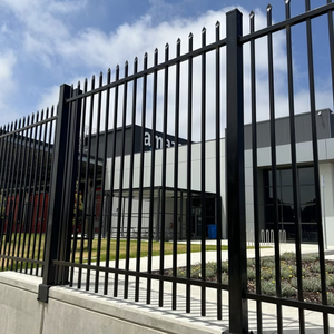 Black Galvanized Steel Security Fence Panel Wrought <b>Iron</b> Outdoor Garden Yard Fence Customizable - Product Image 5