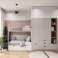 Ensemble de meubles de chambre d'enfant sur mesure, lit superposé, armoire, rangement multifonction, design scandinave, utilisation hôtelière, chambre d'enfant