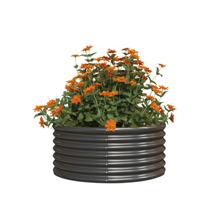 Silver Galvanized Metal Raised Garden Bed <b>Planter</b> Round Planting Tub for Home Flower <b>Vegetable</b> Herb Garden - Product Image 2