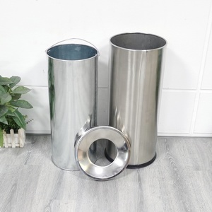 Thùng rác mở Top thép tròn 12L carton thép không gỉ Xe đẩy giỏ hàng rác tủ Thùng rác có thể thép không gỉ chải - Product Image 3