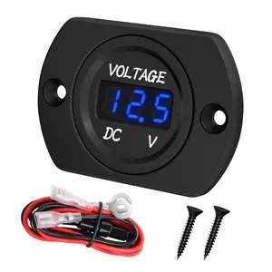 Soket Voltmeter DC motor, Otomotif sepeda motor RV perahu truk Voltmeter dengan braket dudukan Panel saklar tahan air