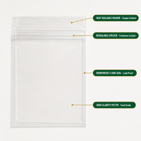 Sachet plat en plastique transparent Ximu, scellé sur 3 côtés, refermable avec fermeture éclair, pour aliments, vente en gros, direct usine, marché mondial