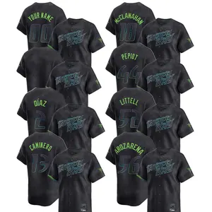Camisa de beisebol bordada com costura de carvão para homens, camisa limitada Tampa Bay Rays City Connect 2024 personalizada aceita