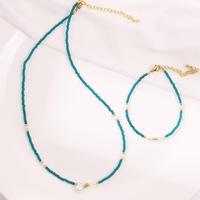 Ensemble de bijoux rétro classique en perles d'apatite bleue, style européen et américain unique, collier et bracelet pour les occasions décontractées et sociales