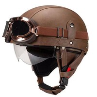Casque Demi-Face Rétro Vintage en ABS pour Trottinette Électrique Unisexe Toutes Saisons avec Visière Fumée Transparente et Certifié DOT – Livraison Rapide