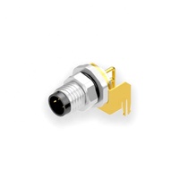 Conector de fábrica al por mayor de alta calidad CE RoHS conector chapado en oro 6 pines M8 A-code PCB montaje en ángulo recto IP67 receptáculo