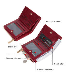 Elegante <span class=keywords><strong>portafoglio</strong></span> sottile per le donne della ragazza Bifold cerniera portamonete con porta carte e ID/finestra fotografica in pelle - Product Image 2