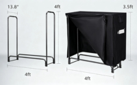 Support à bois de chauffage robuste en métal de 1,2 m avec housse Oxford imperméable pour intérieur/extérieur, support de rangement pour bûches de cheminée, vente en gros