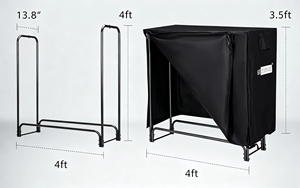 Porta Legna in Metallo Resistente <span class=keywords><strong>da</strong></span> 4 Piedi con Copertura Impermeabile in Oxford, per Interni ed Esterni, Supporto per Legna <span class=keywords><strong>da</strong></span> Ardere, Vendita all'Ingrosso - Product Image 4