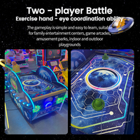 Table de Hockey sur Air Interactive en Métal à LED Néon Thème Spatial avec Langues Espagnole et Anglaise pour Salles de Jeu et Cafés