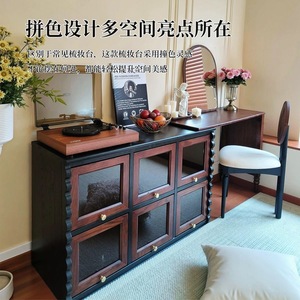 French Vintage Style Dressing Table With Storage Cabinet Solid Wood Bedroom <b>Vanity</b> Chocolate Color Ash Wood <b>Makeup</b> <b>Vanities</b> - Product Image 2