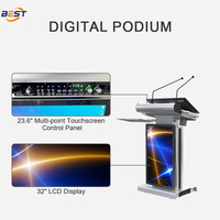 Atril de podio inteligente Digital, escritorio de conferencia con pantalla táctil Multimedia, elevación eléctrica para aula interior/exterior, tienda minorista SDK
