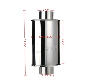 Repuestos compatibles 2 ''2,25'' 2,5 ''3'' Entrada/salida Oval Acero inoxidable 304 Silenciador de escape ultra silencioso Resonador - Product Image 2