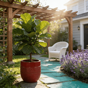 Grand pot à fleurs en céramique de style américain, couleur bordeaux, motif à pois, pour bonsaï, avec trou de drainage, pour jardin intérieur/extérieur, patio - Product Image 3