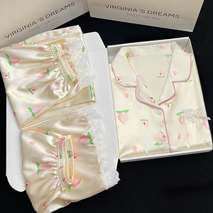 Pijamas <span class=keywords><strong>de</strong></span> <span class=keywords><strong>mujer</strong></span> <span class=keywords><strong>de</strong></span> seda helada <span class=keywords><strong>de</strong></span> primavera y verano, pantalones cortos <span class=keywords><strong>de</strong></span> manga corta, pantalones largos, <span class=keywords><strong>ropa</strong></span> <span class=keywords><strong>de</strong></span> casa, pijamas finos <span class=keywords><strong>de</strong></span> tres piezas - Product Image 3