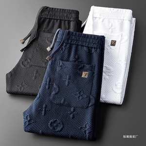 <span class=keywords><strong>Pantaloni</strong></span> Sportivi da Uomo Leggeri, Lussuosi, in Jacquard, Casual, alla Moda, <span class=keywords><strong>Slim</strong></span>-fit, a Vita Alta, Traspiranti, in Poliestere Lavorato a Maglia - Product Image 1