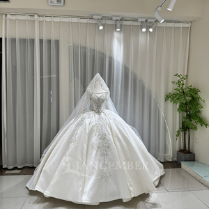 Lsoy047 <b>Wedding</b> Dress Ball Gowns Bridal Luxury Style Satin Shinny Rhinestones Skirt Sleeveless Princess Ivory Jancember - Product Image 6