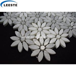 Dipoles Carrara Kristal Yunani Putih Waterjet Pola Bunga Marmer Mosaik Pergerakan Mawar Mosaik - Product Image 6