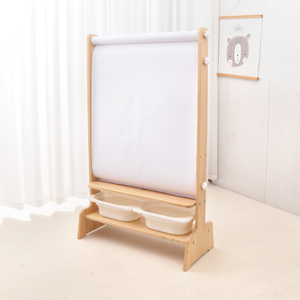 Chevalet magnétique en bois Montessori à montage <span class=keywords><strong>facile</strong></span> avec rouleau de papier - Product Image 4