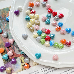 AB — perles colorées en céramique avec cœur, accessoires pour Bracelet et collier, pierres rondes en porcelaine pour la fabrication de bijoux, vente en gros, pièces - Product Image 2