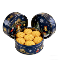 Biscuits au beurre danois personnalisés 260g Boîtes en fer Biscuits ronds au beurre Biscuits au beurre sucrés au prix de gros