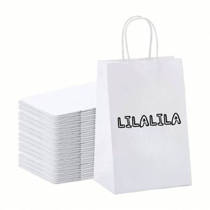 Sac cadeau en papier kraft blanc écologique recyclable de luxe personnalisable avec logo - Product Image 3