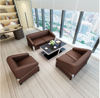 Ensemble de canapés de bureau modulaires modernes en cuir PU, structure KD, sièges de réception pour salon d'affaires