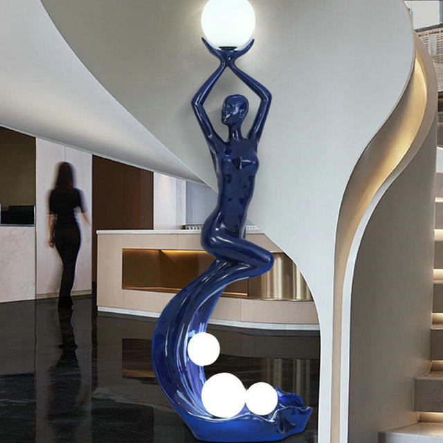 Modern Creative Designer Sculpture Luxury Sitting Figure Sculpture Floor Lamp for Office Hotel